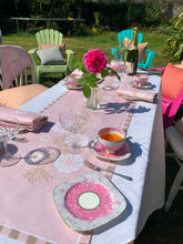 Load image into Gallery viewer, Carrageen Dream Table Runner in Pale Pink on 100% Irish Linen. 140cm x 40cm. Designbybell.ie