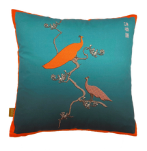 Load image into Gallery viewer, Peacocks Preen in Turquoise Ombré on Matt Satin