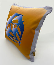 Load image into Gallery viewer, Swallows Wheel in Blue & Burnt Orange Ombré  on Linen Cotton