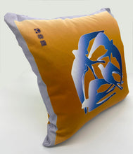 Load image into Gallery viewer, Swallows Wheel in Blue & Burnt Orange Ombré  on Linen Cotton