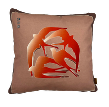 Load image into Gallery viewer, Swallows Wheel in Coral & Dusky Pink on Linen Cotton