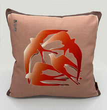 Load image into Gallery viewer, Swallows Wheel in Coral & Dusky Pink on Linen Cotton