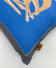 Load image into Gallery viewer, Swallows Wheel in Cerulean Blue & Sand on Linen Cotton