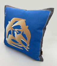Load image into Gallery viewer, Swallows Wheel in Cerulean Blue & Sand on Linen Cotton