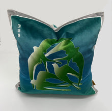 Load image into Gallery viewer, Swallows Wheel in Green & Midnight Blue on Shimmer Velvet