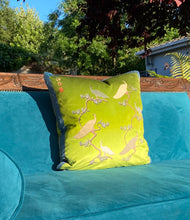 Load image into Gallery viewer, Peacocks Muster in Peagreen Ombré on Velvet