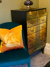 Load image into Gallery viewer, Swallows Wheel in Yellow & Orange Ombré on Shimmer Velvet